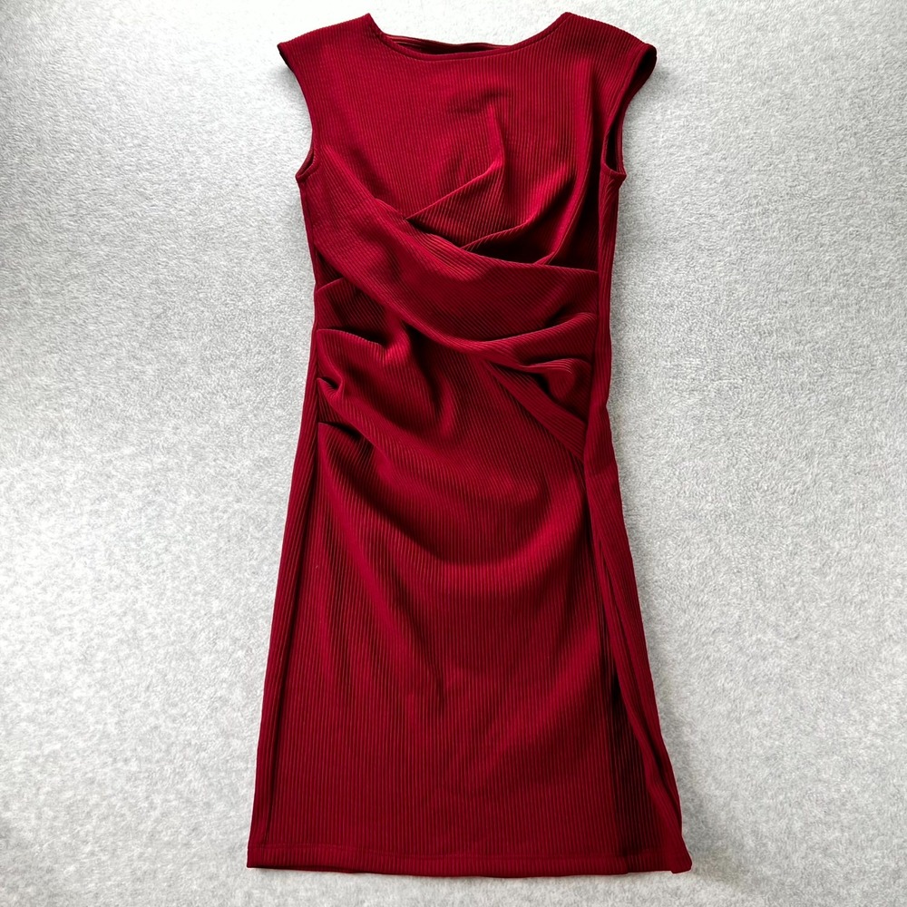 Kut From The Kloth Small Bodycon Sheath Dress Ruched Wine Ribbed Sleeveless